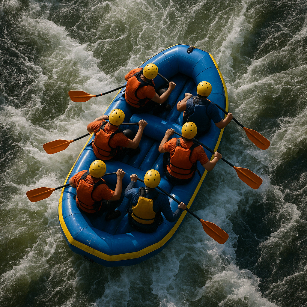 Illustration of a startup raft